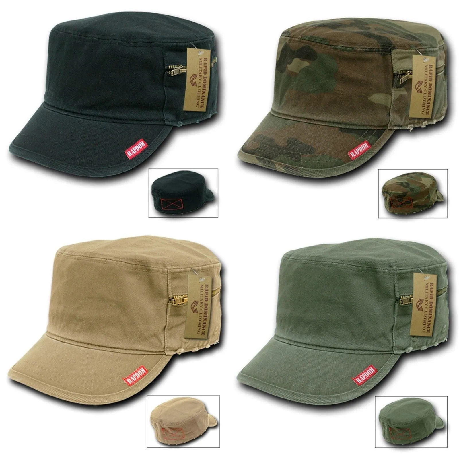 1 Dozen Flat Top Zipper Bdu Fatigue Cadet Military Fitted Caps Hats Wholesale Lots