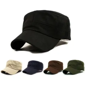 1PC Fashion Men Women Five colors Unisex Adjustable Classic Style Plain Flat Vintage Army Hat Cadet Military Patrol Cap Best 3.8