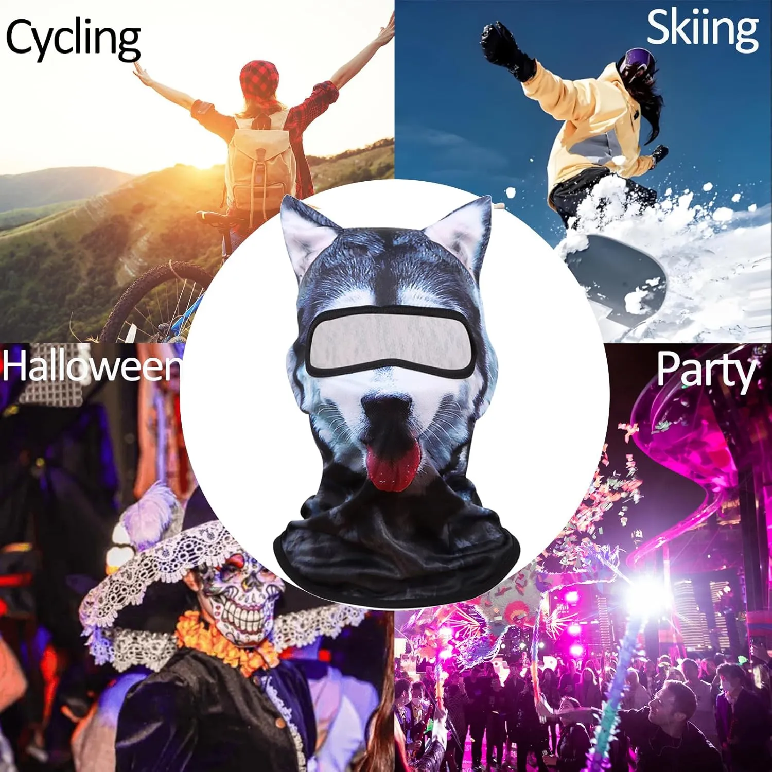 3D Cat Ski Balaclava Sheisty Face Mask with Ears Cute Animal Ski Mask for Music Festivals Raves Party Outdoor Activities