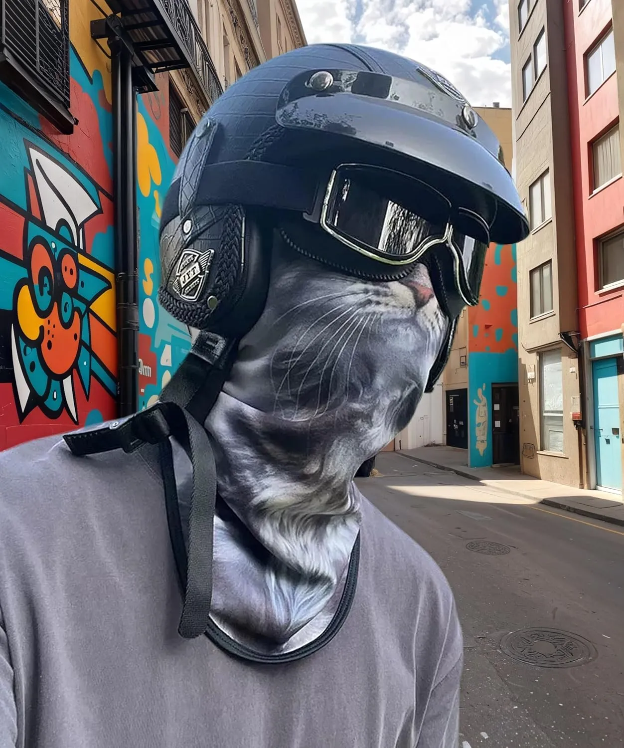 3D Cat Ski Balaclava Sheisty Face Mask with Ears Cute Animal Ski Mask for Music Festivals Raves Party Outdoor Activities