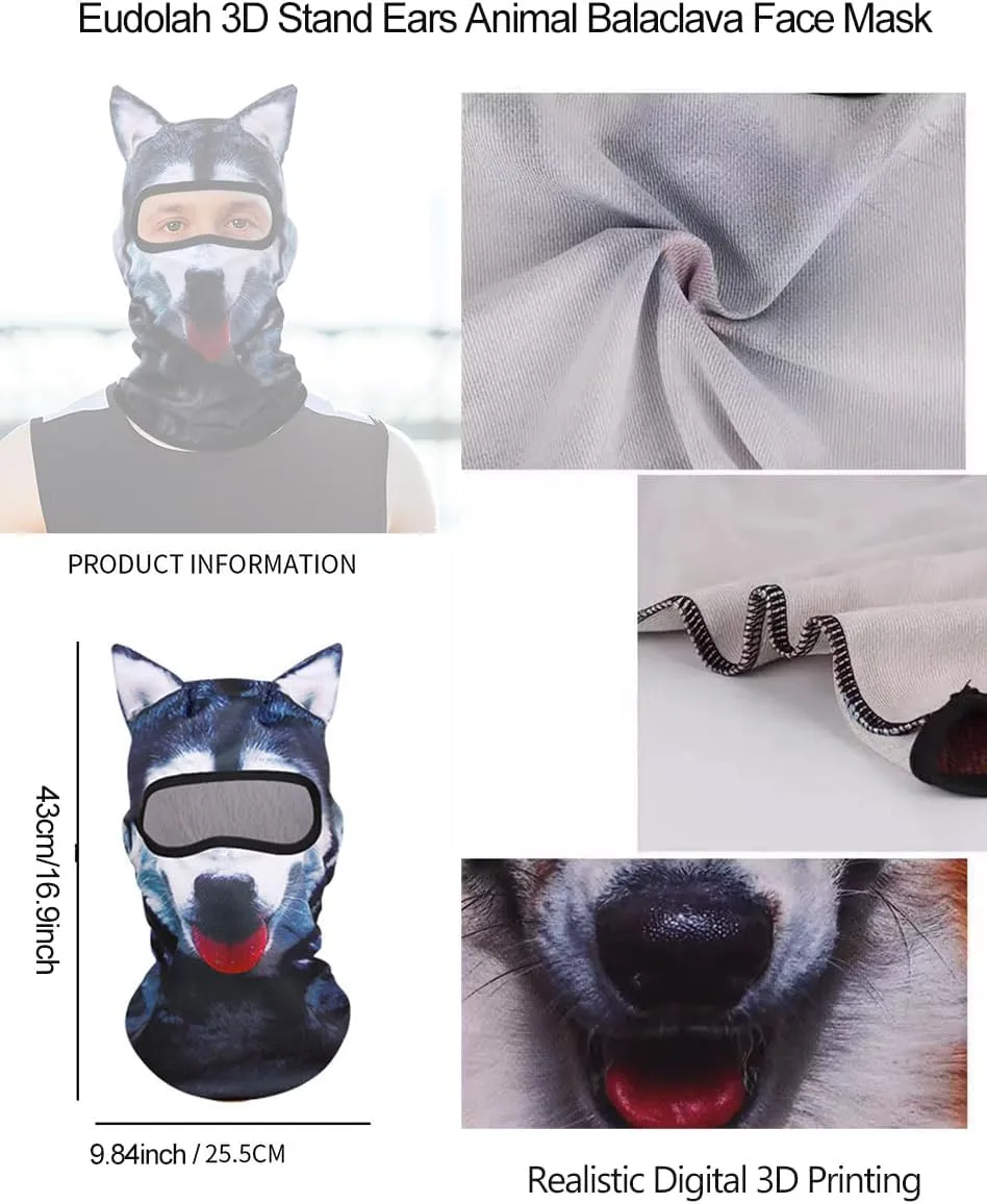 3D Cat Ski Balaclava Sheisty Face Mask with Ears Cute Animal Ski Mask for Music Festivals Raves Party Outdoor Activities