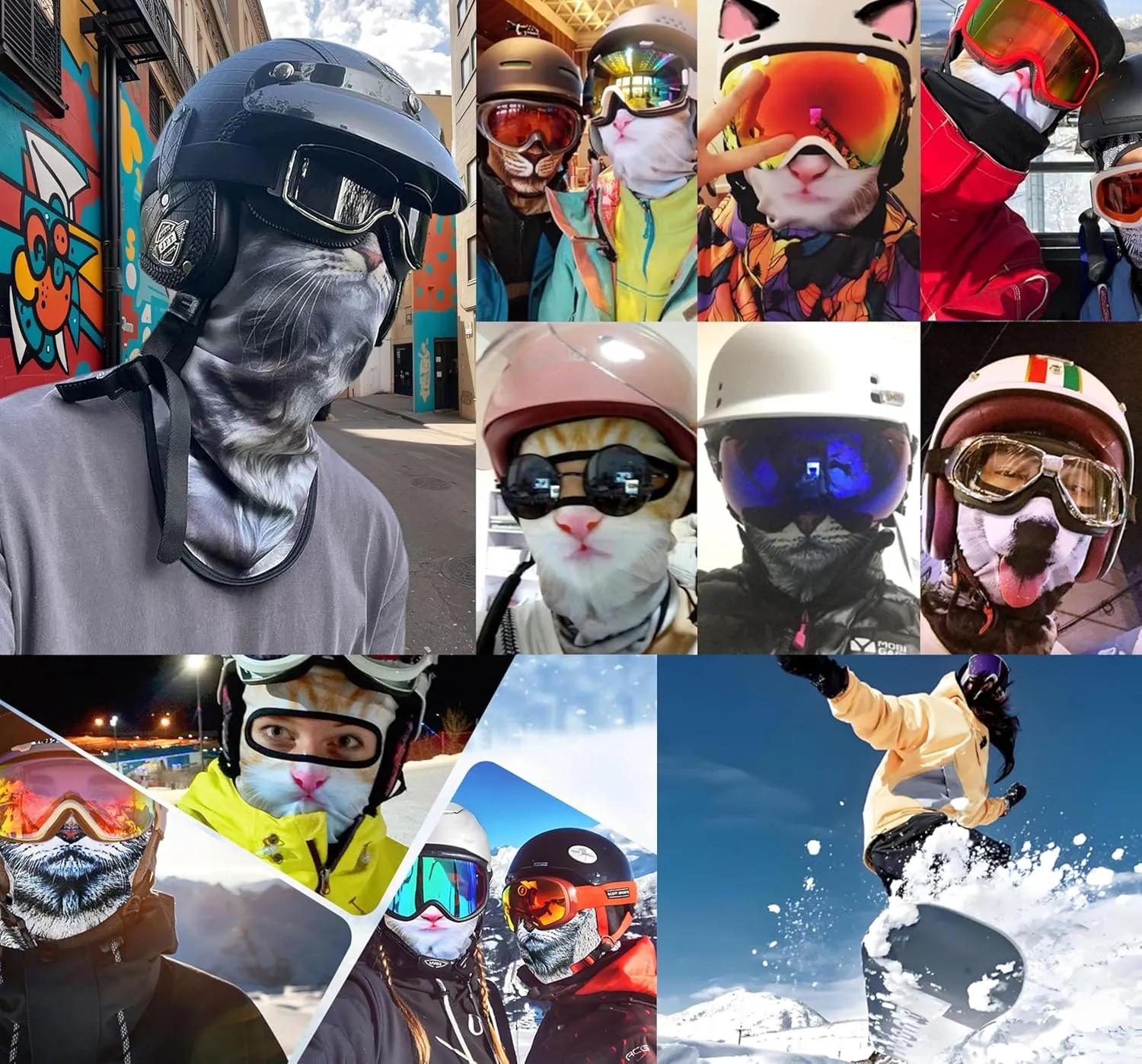 3D Cat Ski Balaclava Sheisty Face Mask with Ears Cute Animal Ski Mask for Music Festivals Raves Party Outdoor Activities