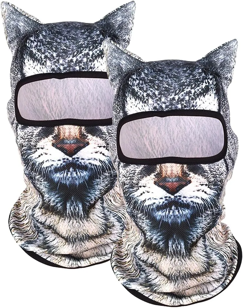 3D Cat Ski Balaclava Sheisty Face Mask with Ears Cute Animal Ski Mask for Music Festivals Raves Party Outdoor Activities