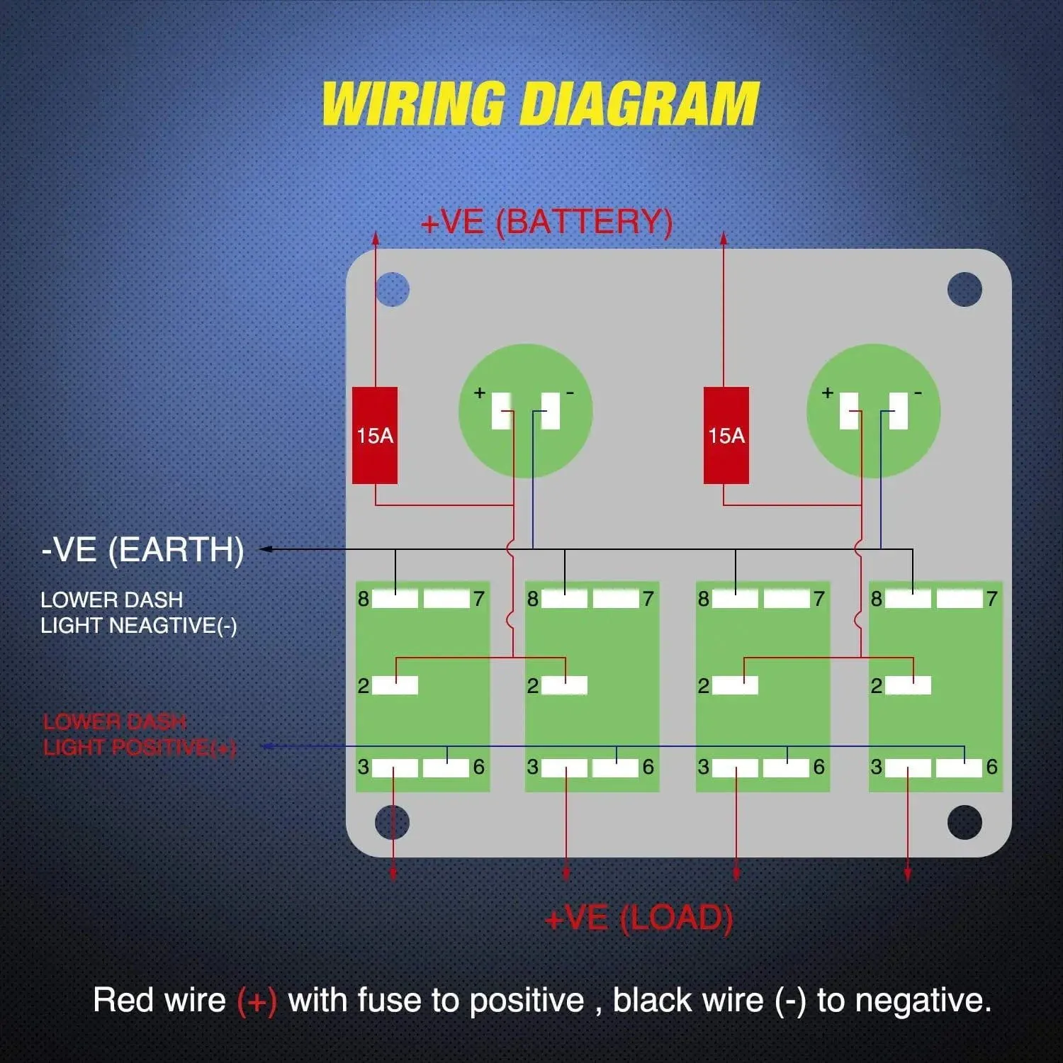 4Gang ON/Off Blue Rocker Switch Panel w/ USB Charger Power Socket Fuse