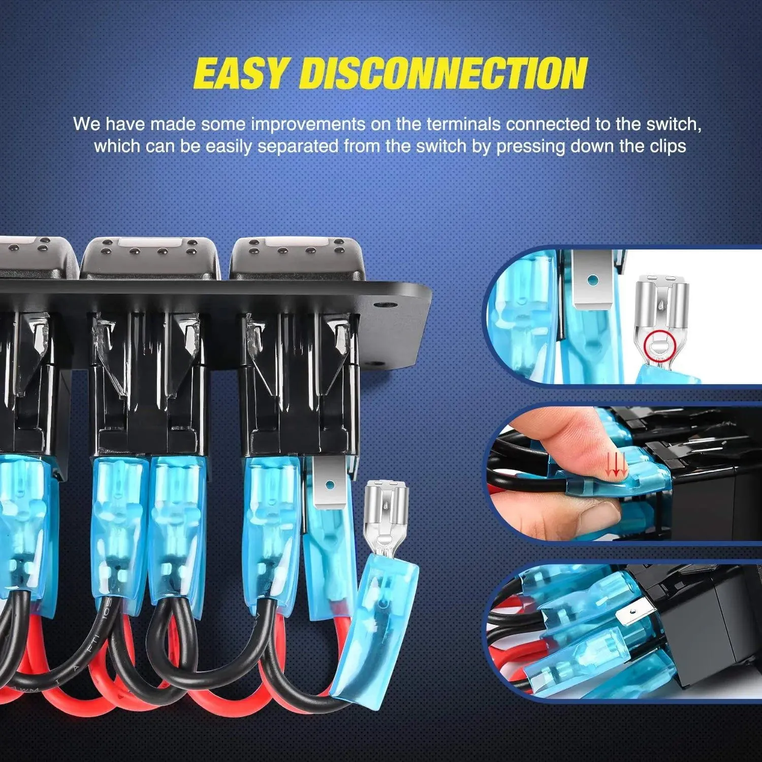 4Gang ON/Off Blue Rocker Switch Panel w/ USB Charger Power Socket Fuse