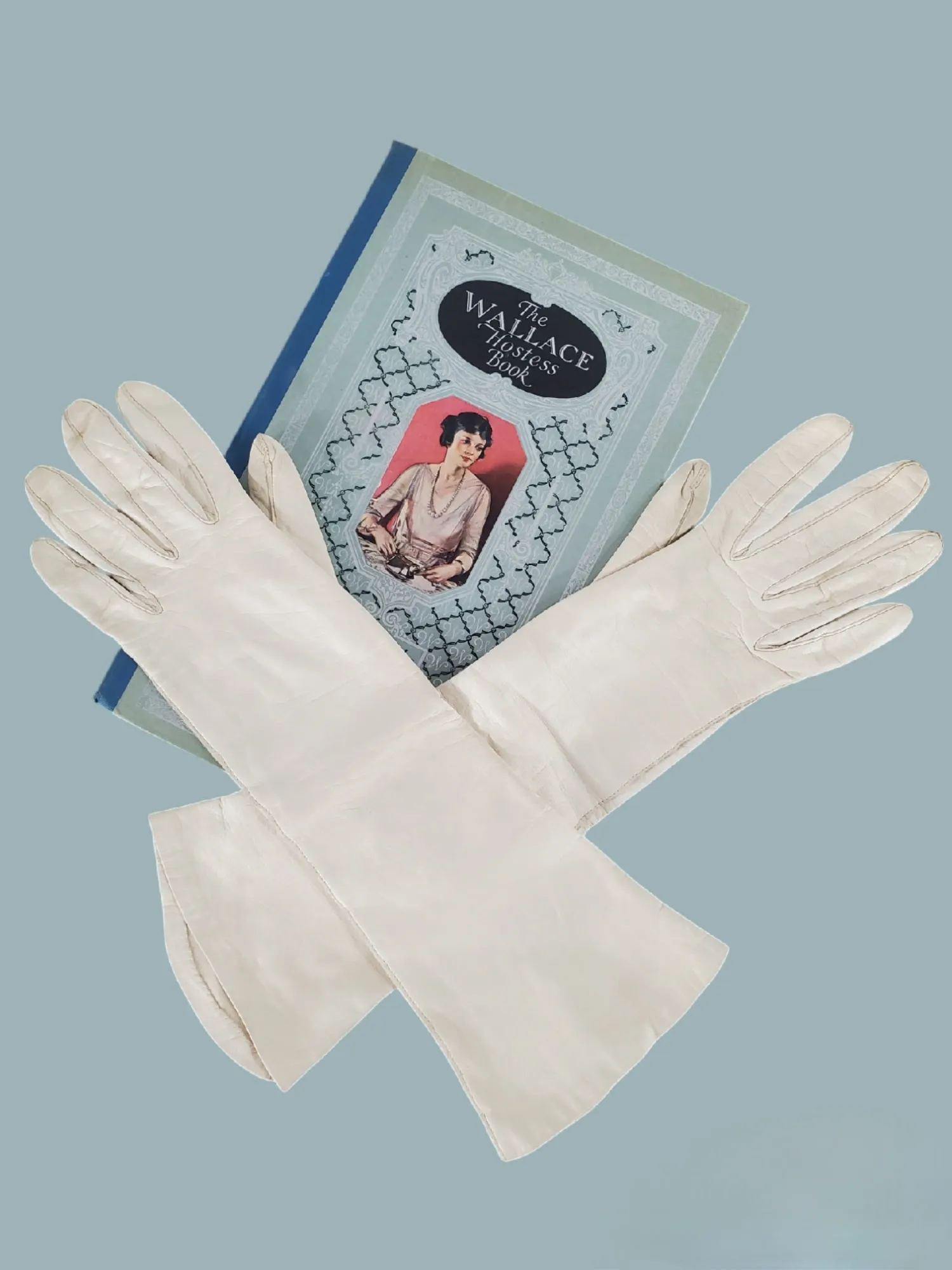 50s/60s Three-Quarter Length Cream Fine Leather Gloves - sz 6.5