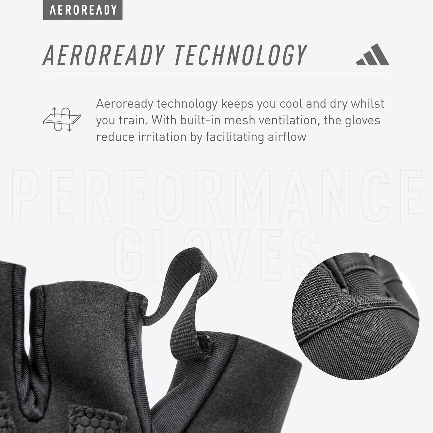 adidas Aeroready Performance Weightlifting Gloves, Fingerless Workout Gloves