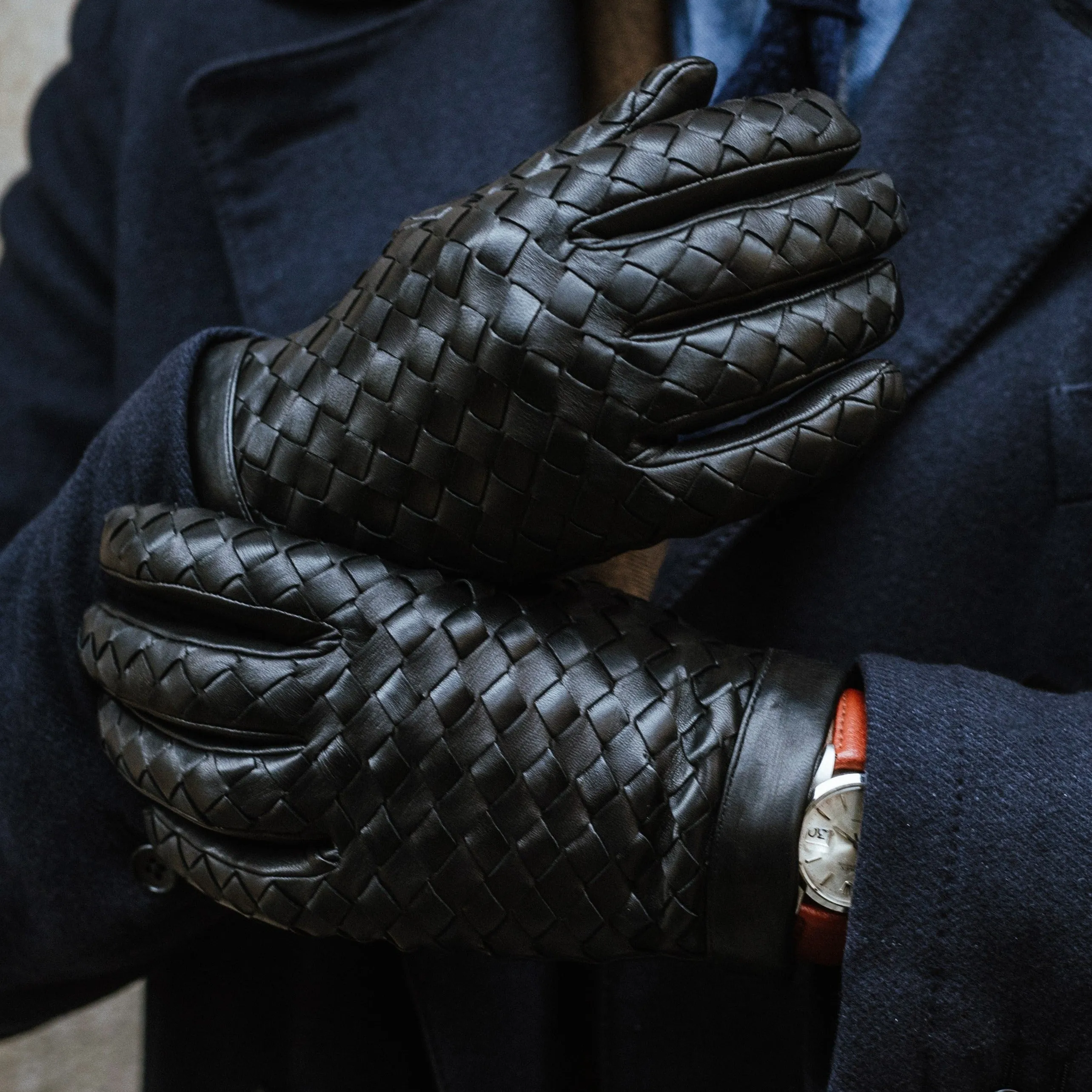 Amalfi black leather gloves