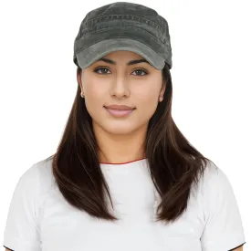 Anna-Kaci Unisex Cotton Basic Cadet Hats Vintage Washed Flat Top Cap with Adjustable Strap