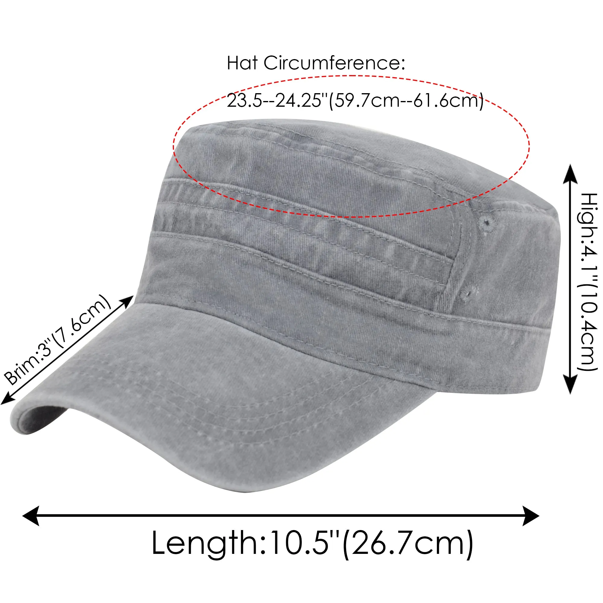 Anna-Kaci Unisex Cotton Basic Cadet Hats Vintage Washed Flat Top Cap with Adjustable Strap
