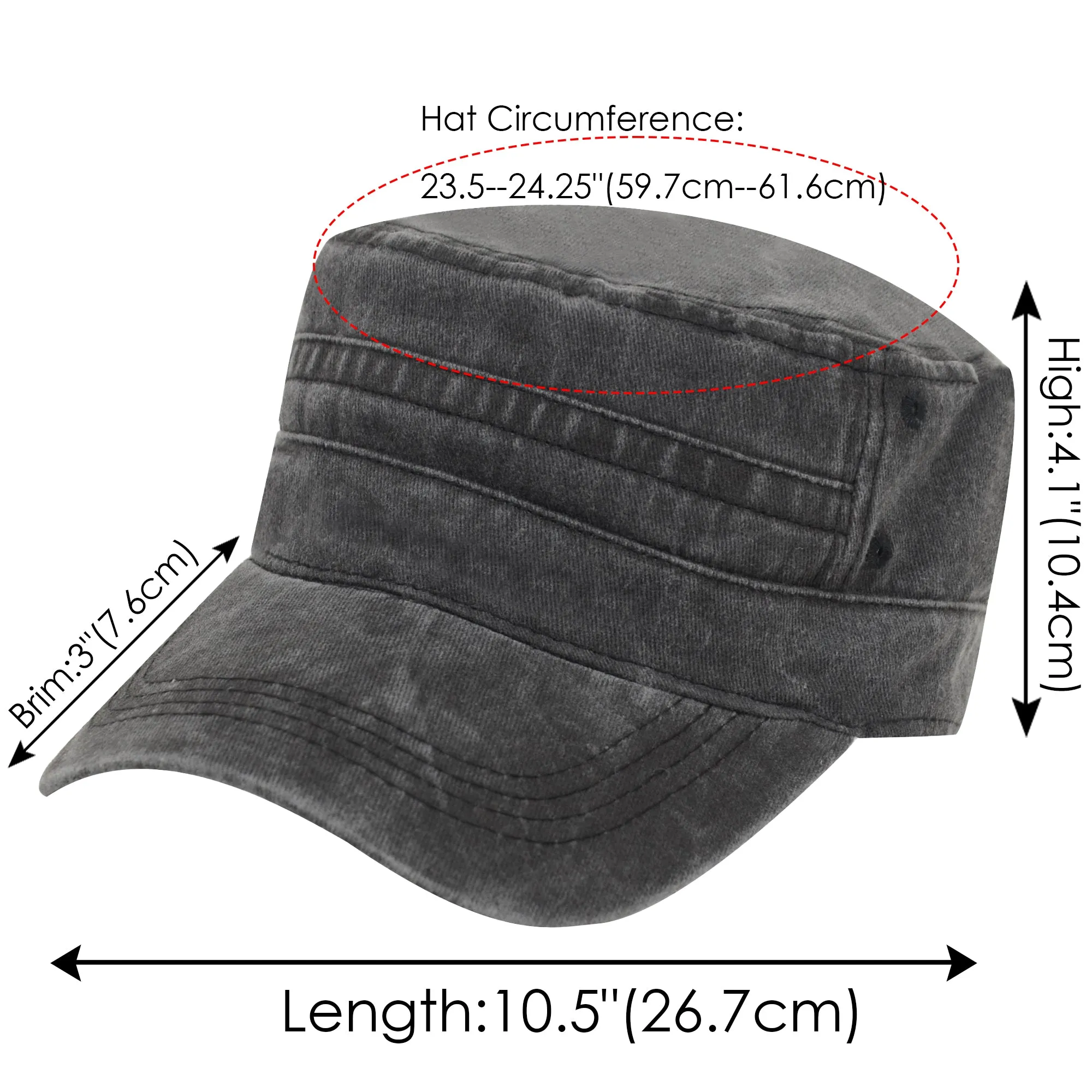 Anna-Kaci Unisex Cotton Basic Cadet Hats Vintage Washed Flat Top Cap with Adjustable Strap