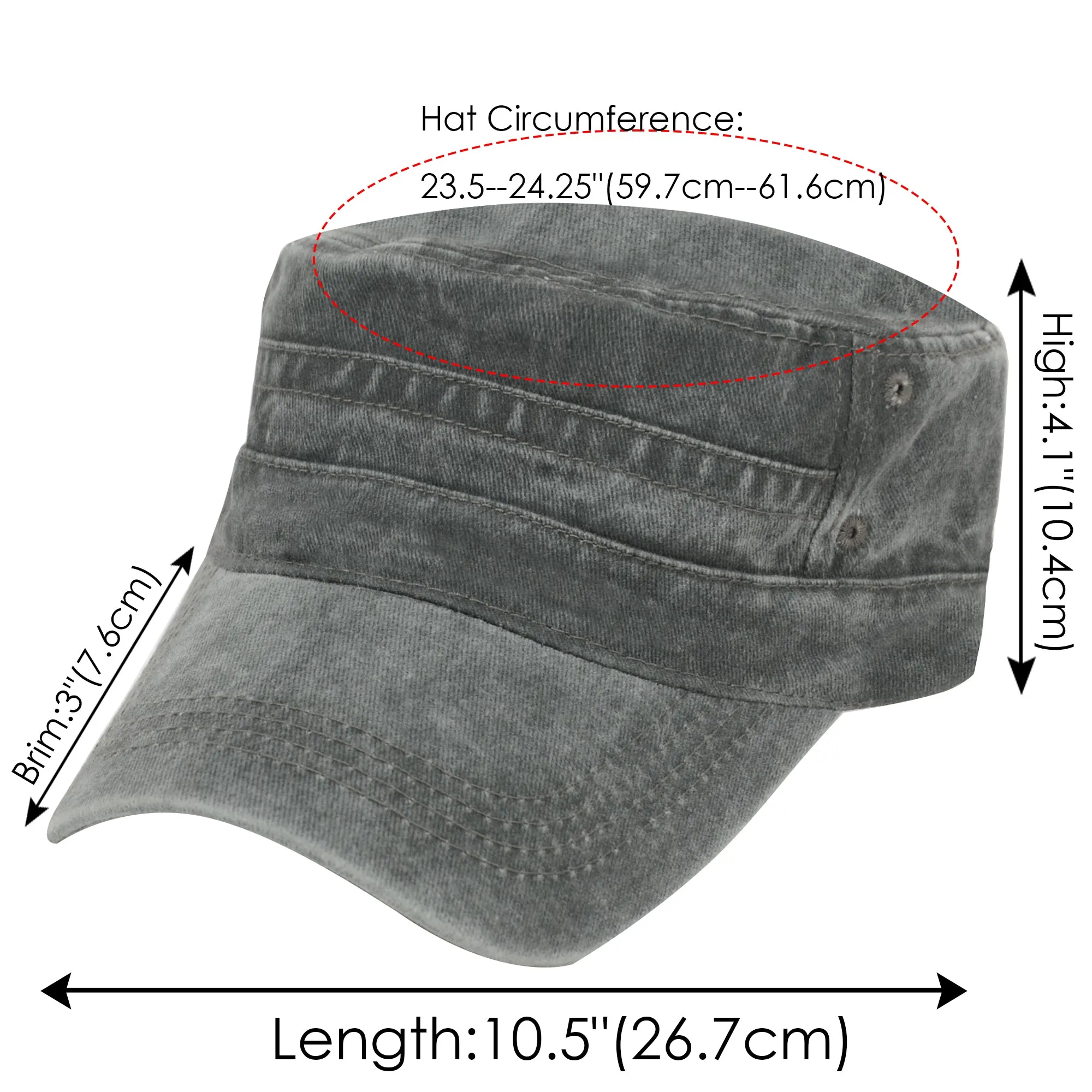 Anna-Kaci Unisex Cotton Basic Cadet Hats Vintage Washed Flat Top Cap with Adjustable Strap