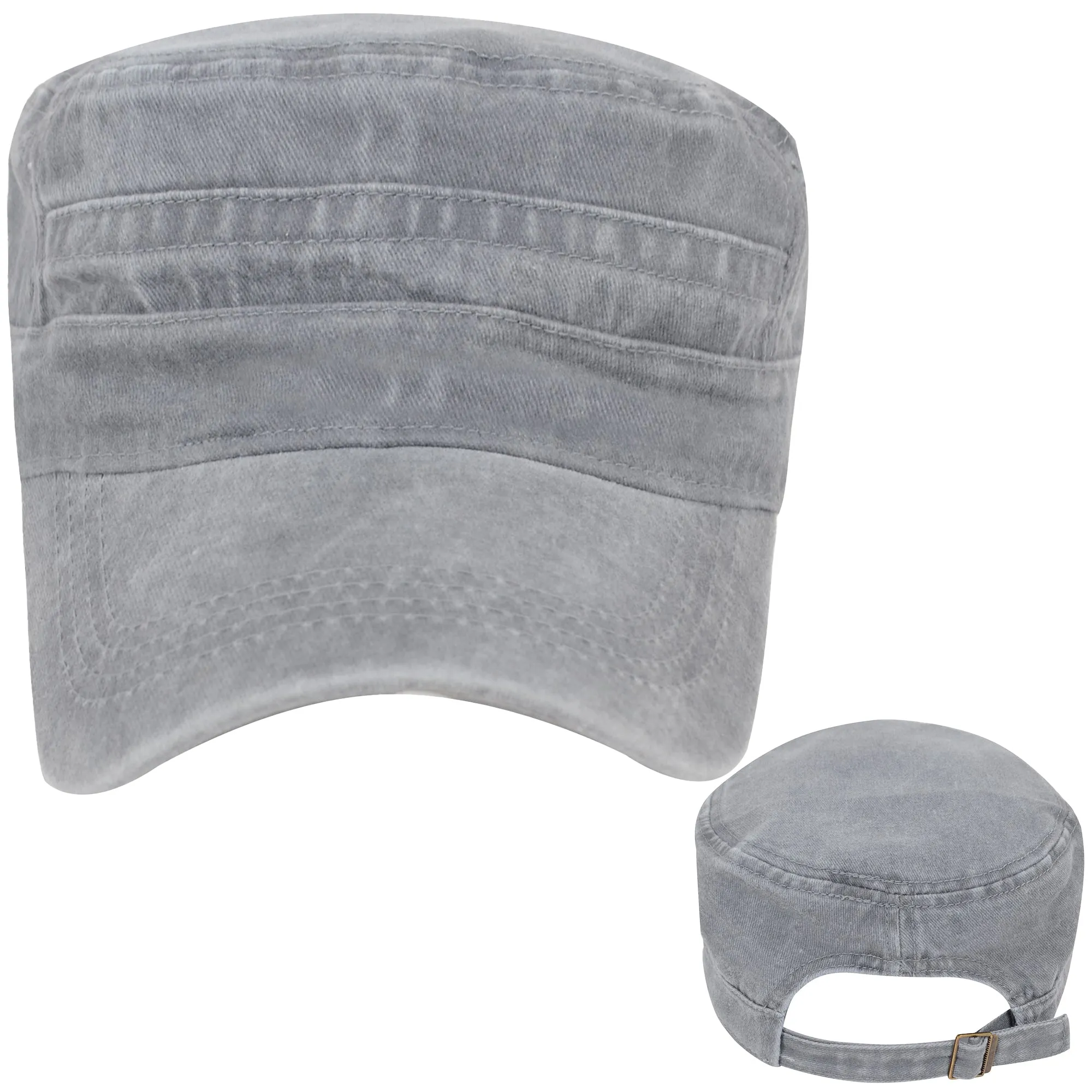 Anna-Kaci Unisex Cotton Basic Cadet Hats Vintage Washed Flat Top Cap with Adjustable Strap