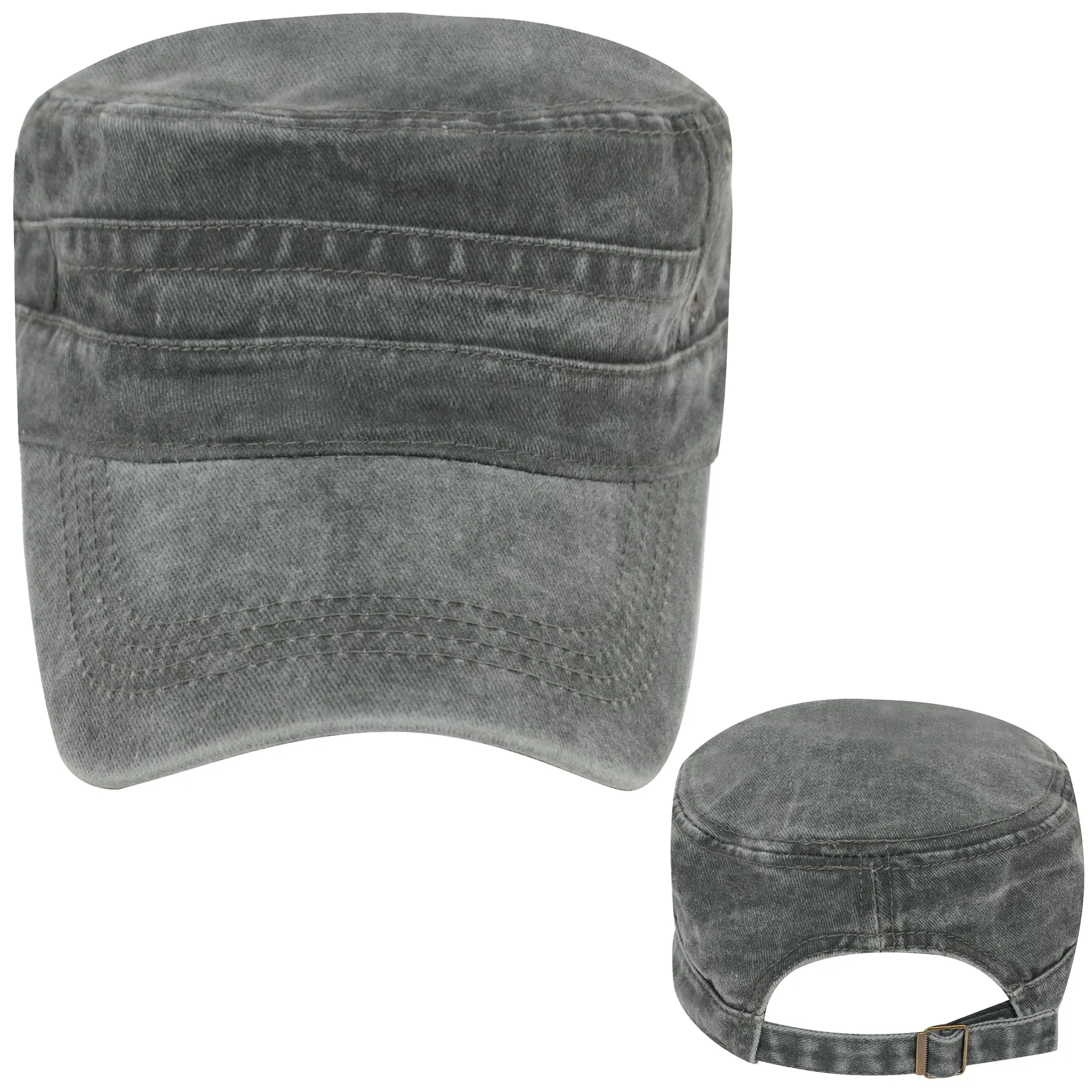 Anna-Kaci Unisex Cotton Basic Cadet Hats Vintage Washed Flat Top Cap with Adjustable Strap