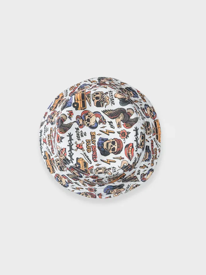 Billy Bones Club Club Flash Bucket Hat - White