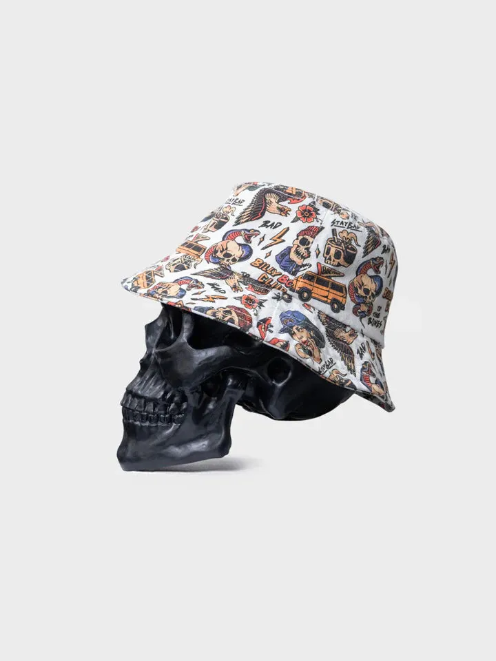 Billy Bones Club Club Flash Bucket Hat - White