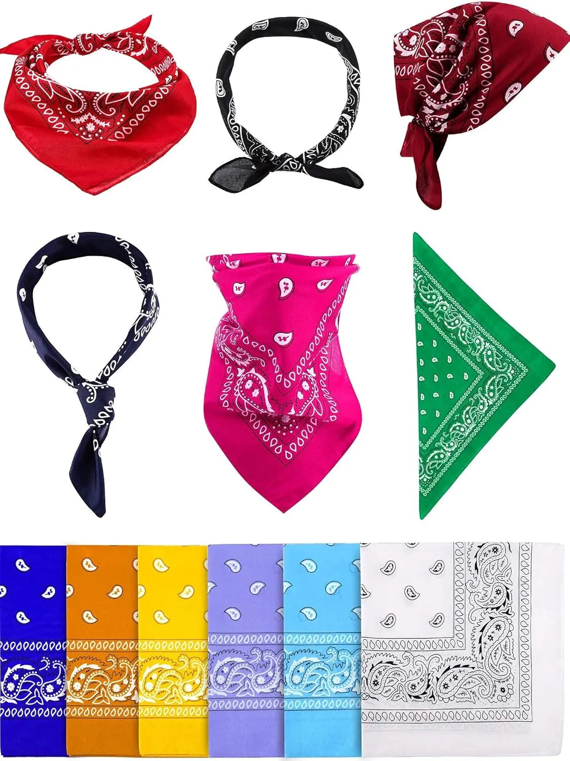 Blulu 12 Pack Unisex Paisley Bandanas Bulk Cowboy Bandanas Head Wrap Scarf Wristband for Men Women Bachelorette Party