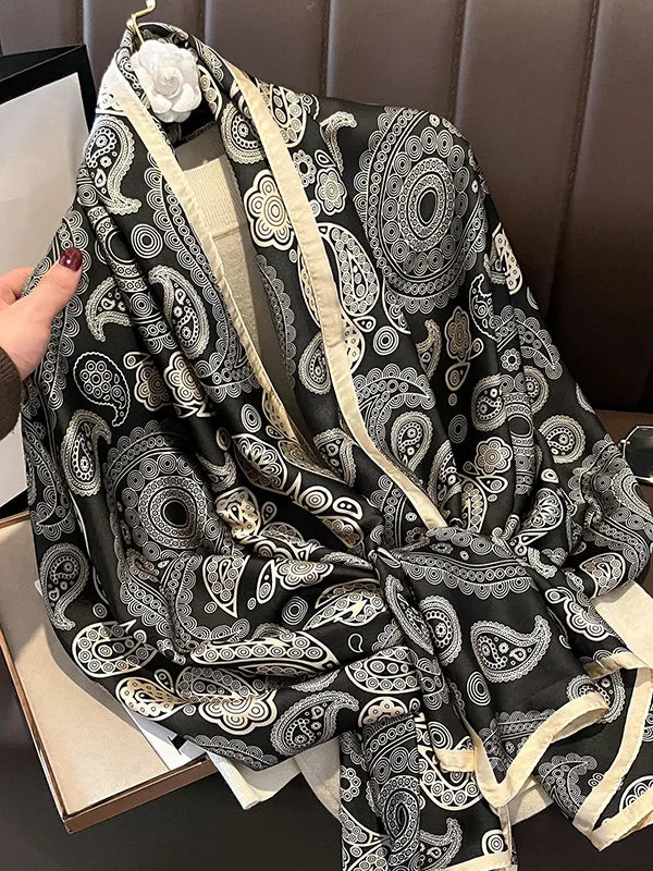 Chic Printed Silk Imitation Warm Shawl&Scarf