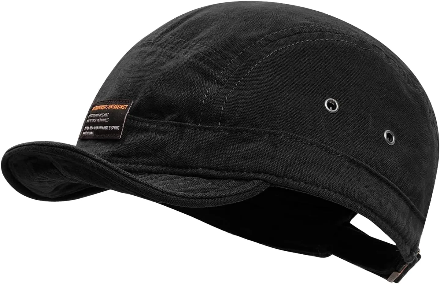 Clakllie Retro 5 Panel Short Brim Cap Casual Baseball Caps Dad Hat Flat Bill Snapback Fitted Caps Trucker Hat Short Cadet Cap