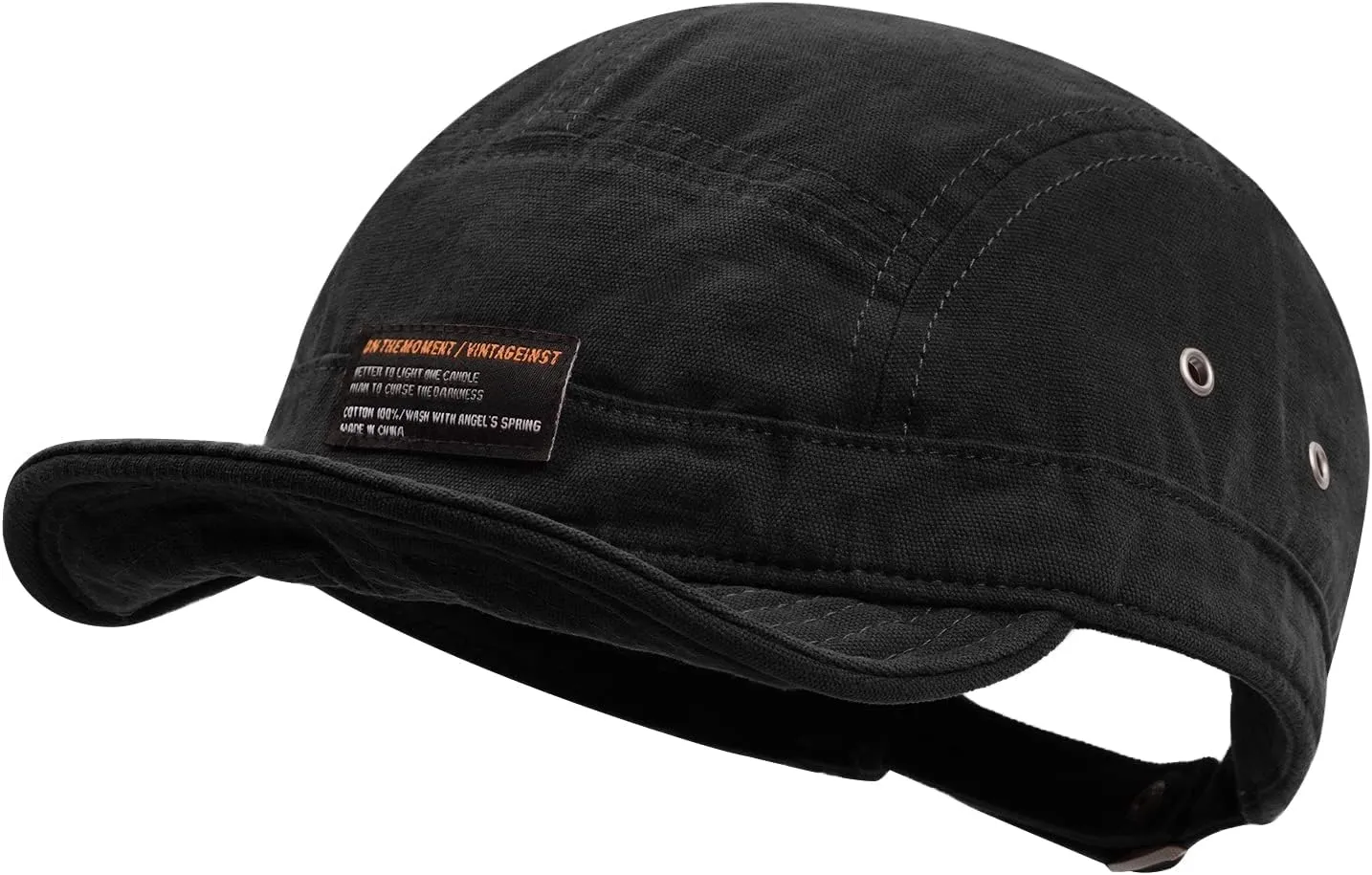 Clakllie Retro 5 Panel Short Brim Cap Casual Baseball Caps Dad Hat Flat Bill Snapback Fitted Caps Trucker Hat Short Cadet Cap