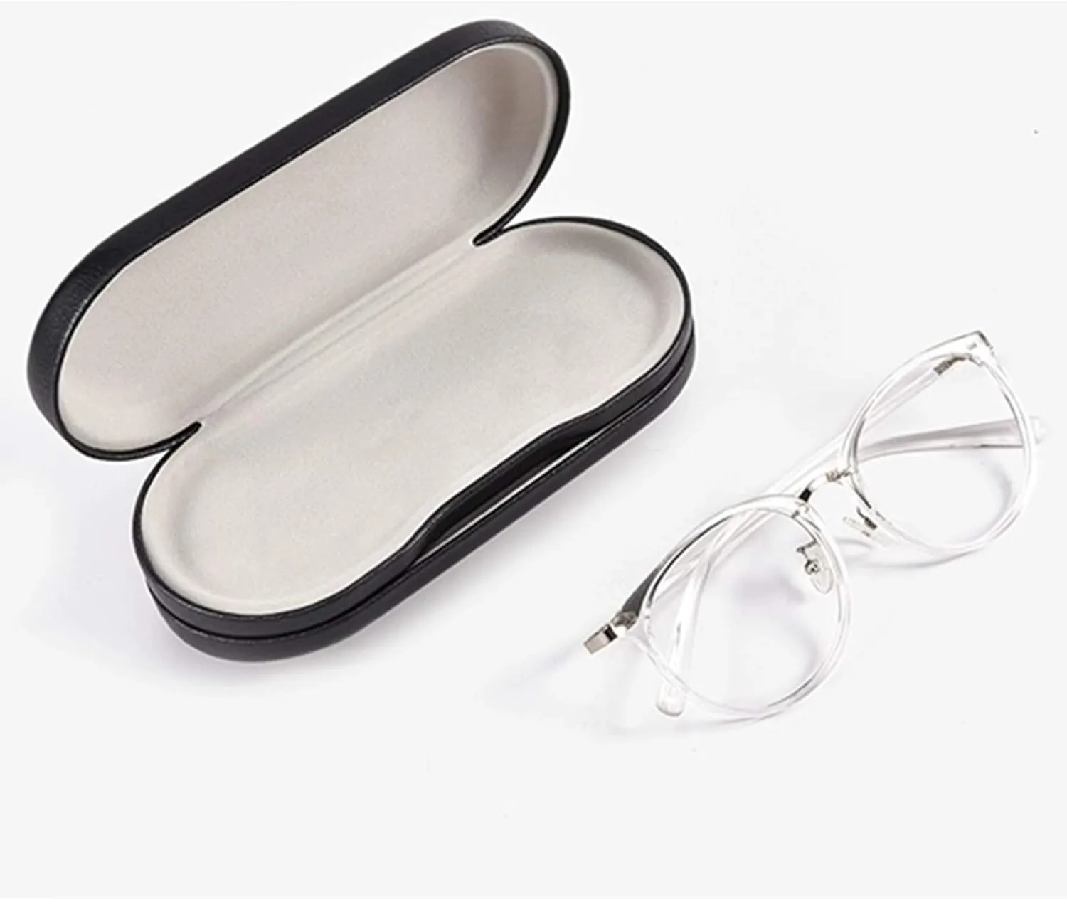 Classic 2 in 1 Glasses Case, PU Leather Hard Shell Glasses Case