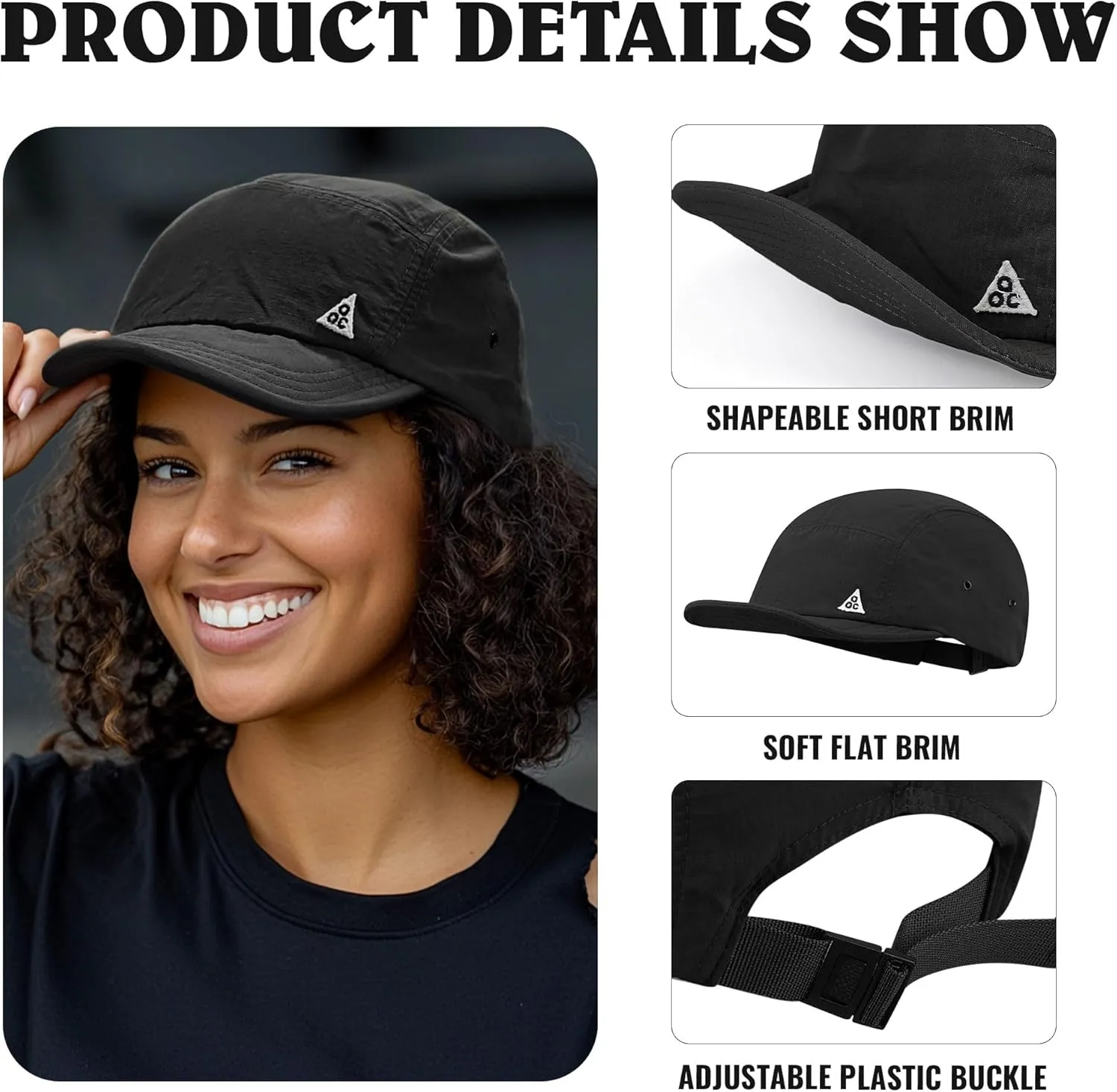 Croogo Soft Short Brim Baseball Cap Fashion 5 Panel Flat Brim Hats Trucker Hat Dad Hats Hip Hop Cadet Caps Sun Hat