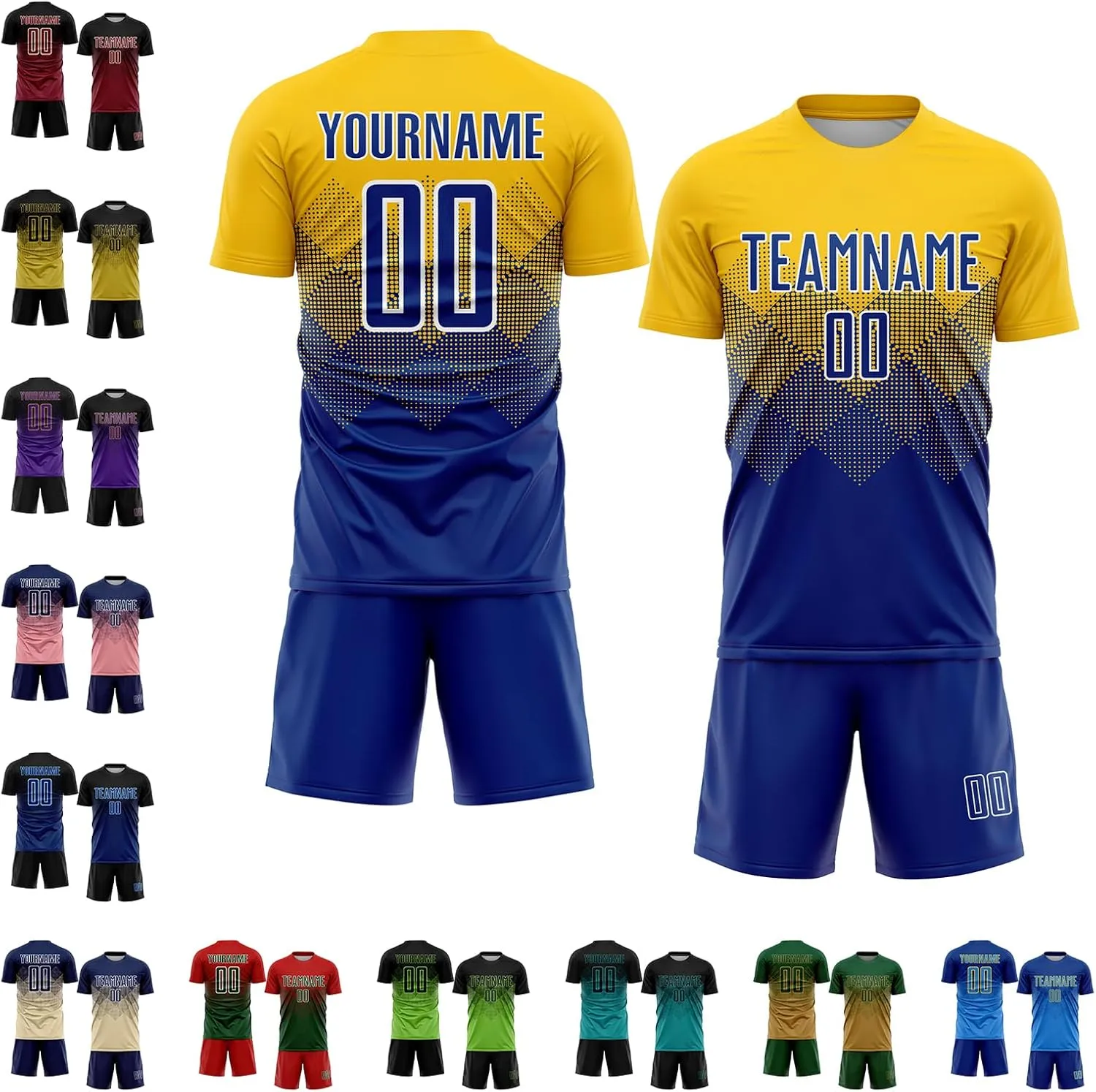 Custom Soccer Jersey Team Training Uniforms Short Sleeve Fade Sports T-Shirts Shorts Set Printed Text Logo Fans Gift