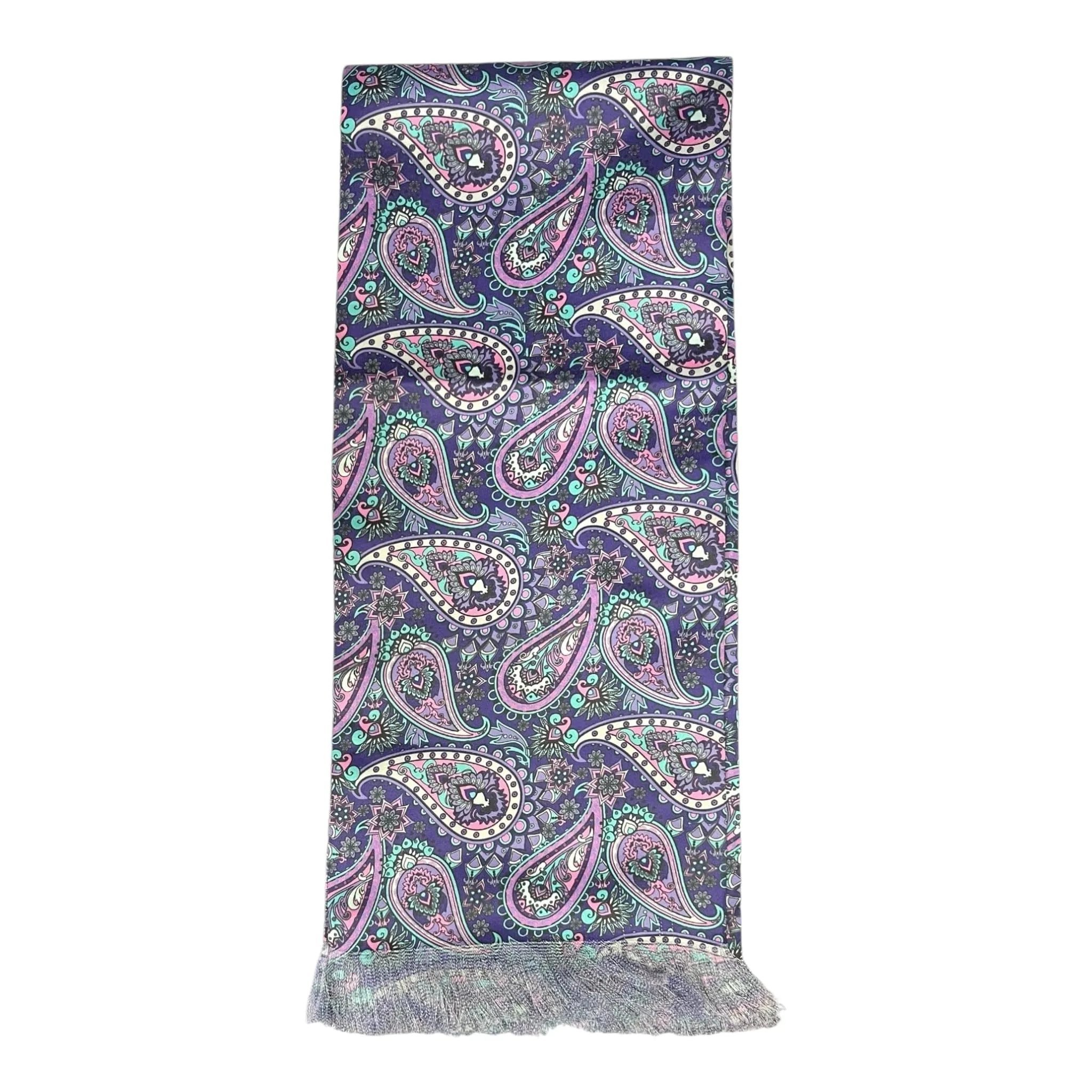 Deep Purple Paisley Printed Scarf With Pocket Square
