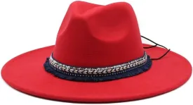 DHAEY 9.5cm Big Brim Peach Shaped Top Hat, Ethnic Style Accessories Jazz Hat Gentleman Ladies Cashmere Felt Hat Luopan Caps & Hats (Color : Rose Red, Size : 56-58cm)