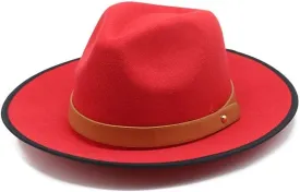 DHAEY Autumn and Winter Leisure Belt Woolen Felt Jazz Hat, Outdoor Shopping Concave Shape Warm Wool Felt Hat Luopan Caps & Hats (Color : Rose Red, Size : 56-58cm)