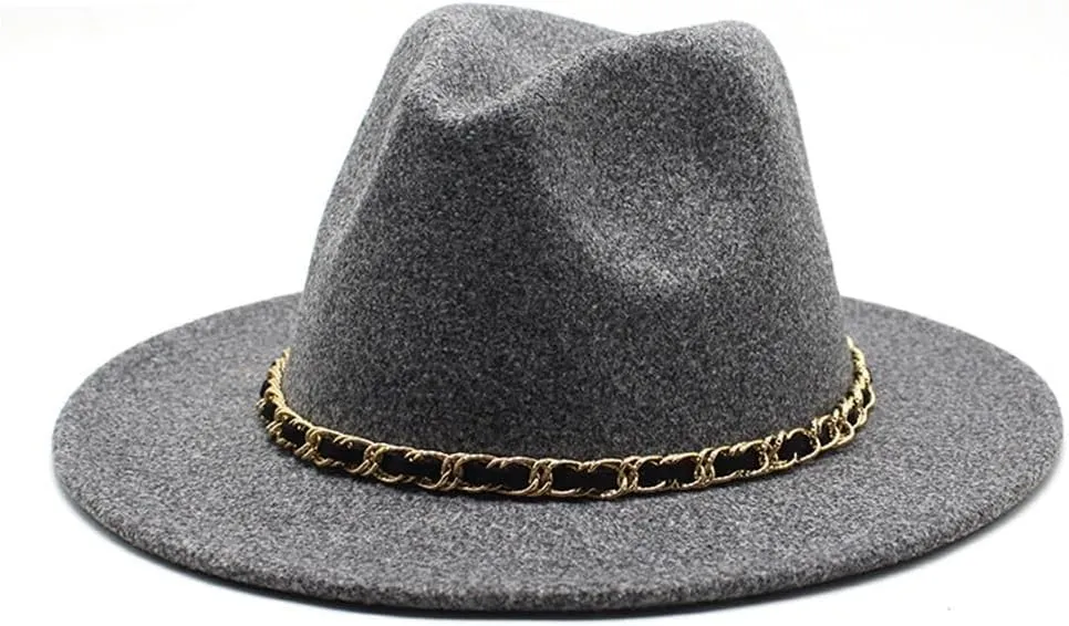 DHAEY Autumn and Winter Wool Cloth Hat for Women, British Retro Curly Brimmed Jazz Hat for Men and Women, Casual Felt Hat Luopan Caps & Hats(Dark Grey)