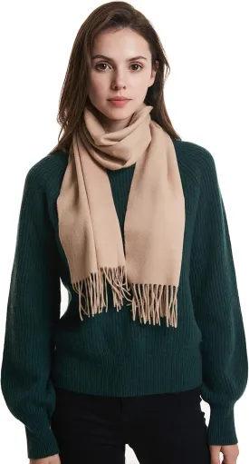 EURKEA 100% Cashmere 2024 Winter Scarf for Women, Fringed Edges, Warm & Soft, Lightweight, Gift Ready, Solid/Plaid/Two-Tone