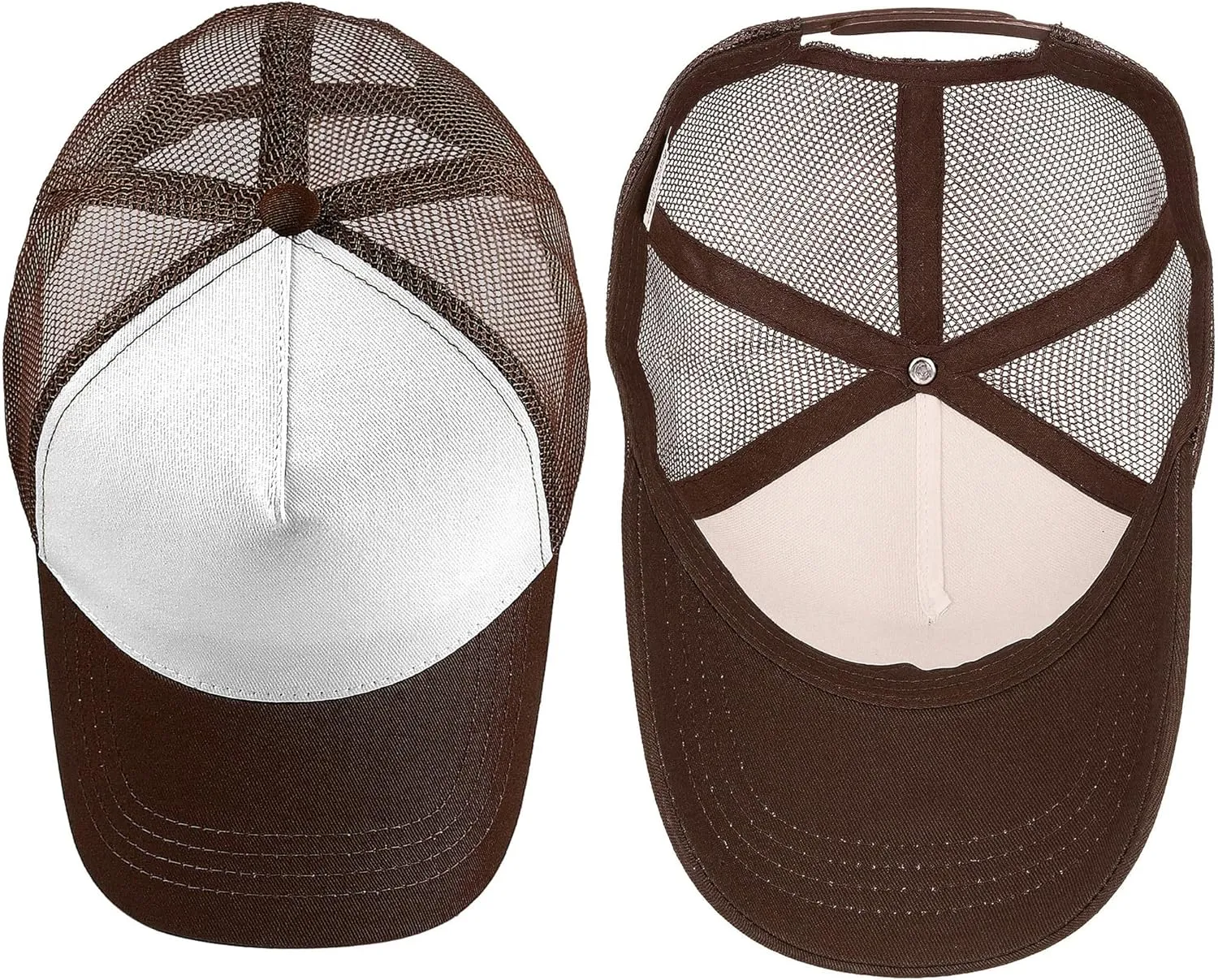 Falari 5-Panel Mesh Baseball Cap, Trucker Hat, Structured Plain Design, Cotton, Adjustable Size