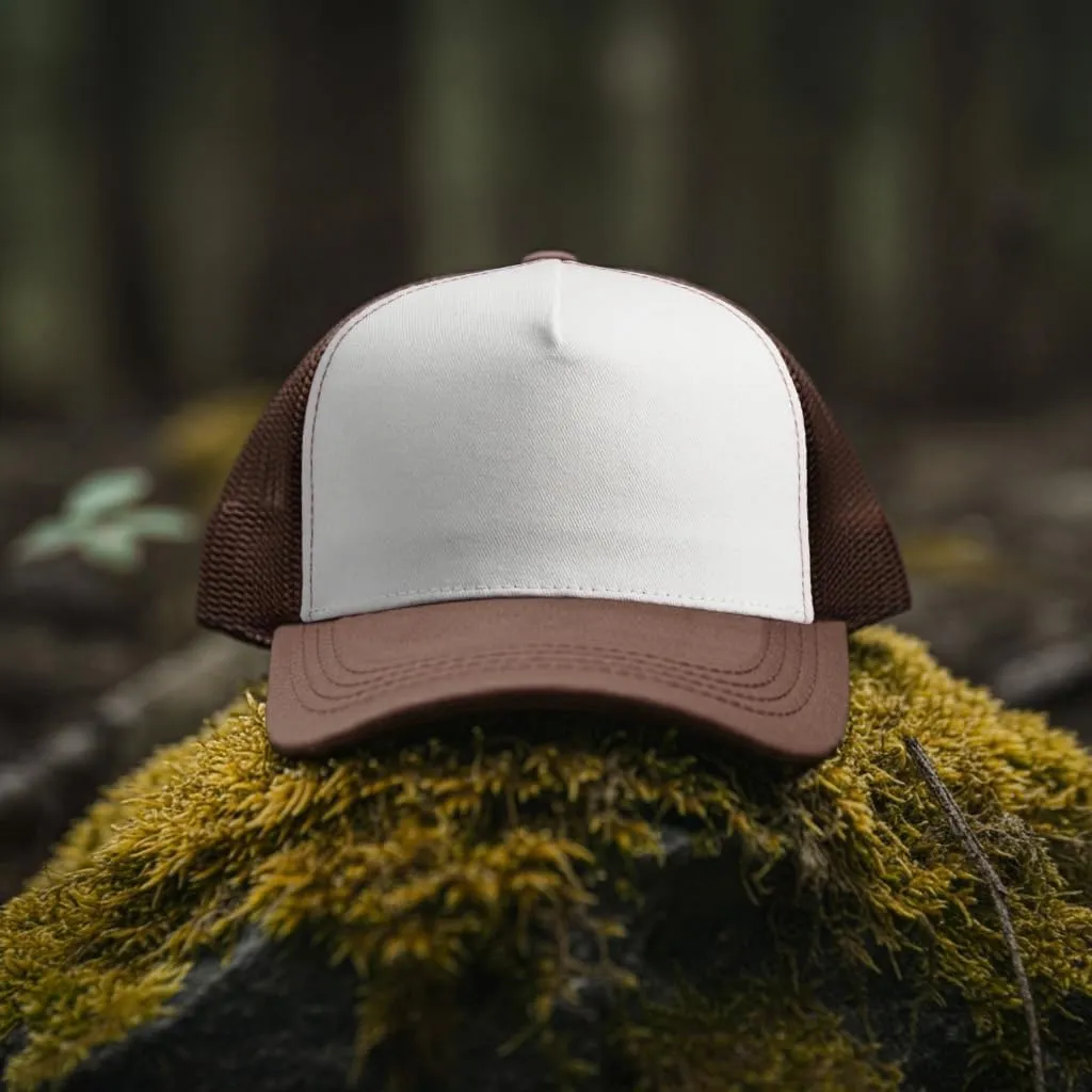 Falari 5-Panel Mesh Baseball Cap, Trucker Hat, Structured Plain Design, Cotton, Adjustable Size