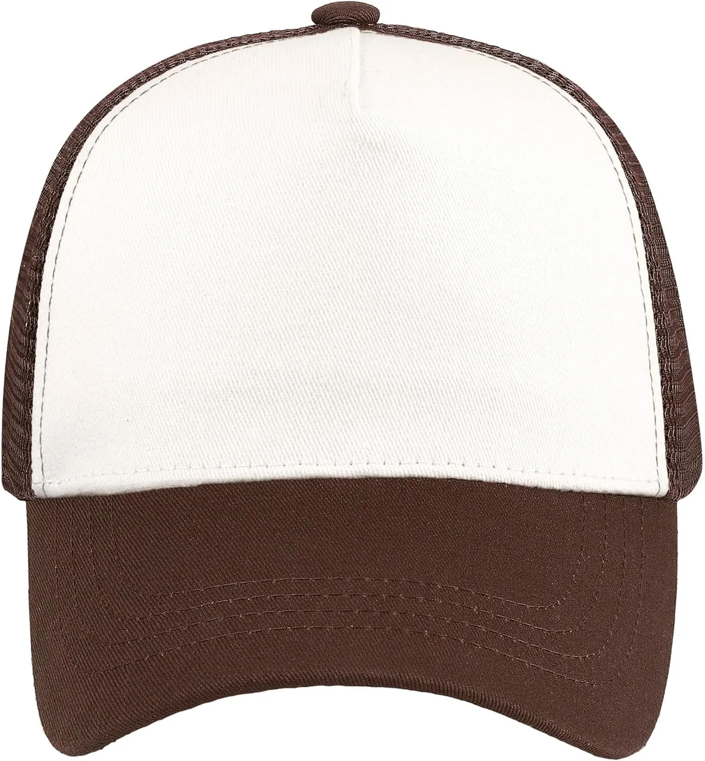 Falari 5-Panel Mesh Baseball Cap, Trucker Hat, Structured Plain Design, Cotton, Adjustable Size