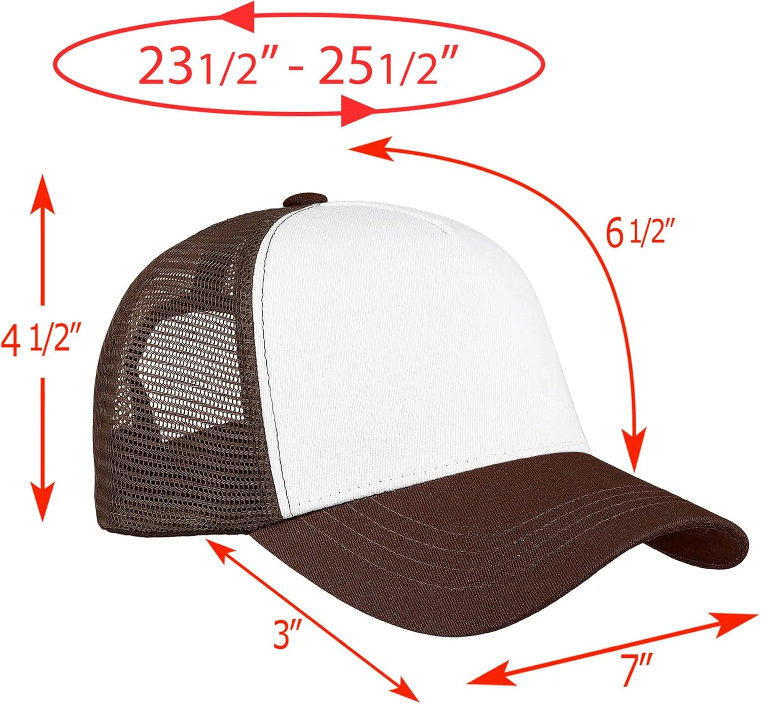 Falari 5-Panel Mesh Baseball Cap, Trucker Hat, Structured Plain Design, Cotton, Adjustable Size