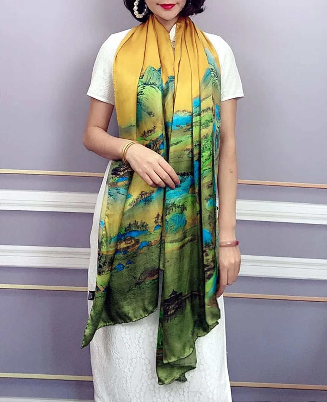 Fashion Scarves Scarf 100% Silk Feeling Scarf Silk Like Scarves Long Lightweight Sunscreen Shawls for Women