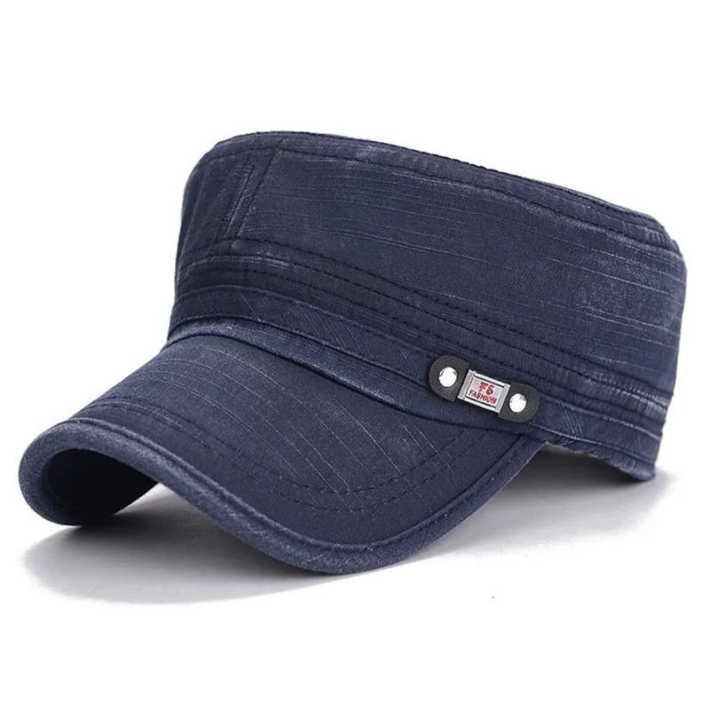 Fashion Vintage Men Denim Washed Military Caps Hat Male Four Seasons Cotton Cadet Cap Hat For Men
