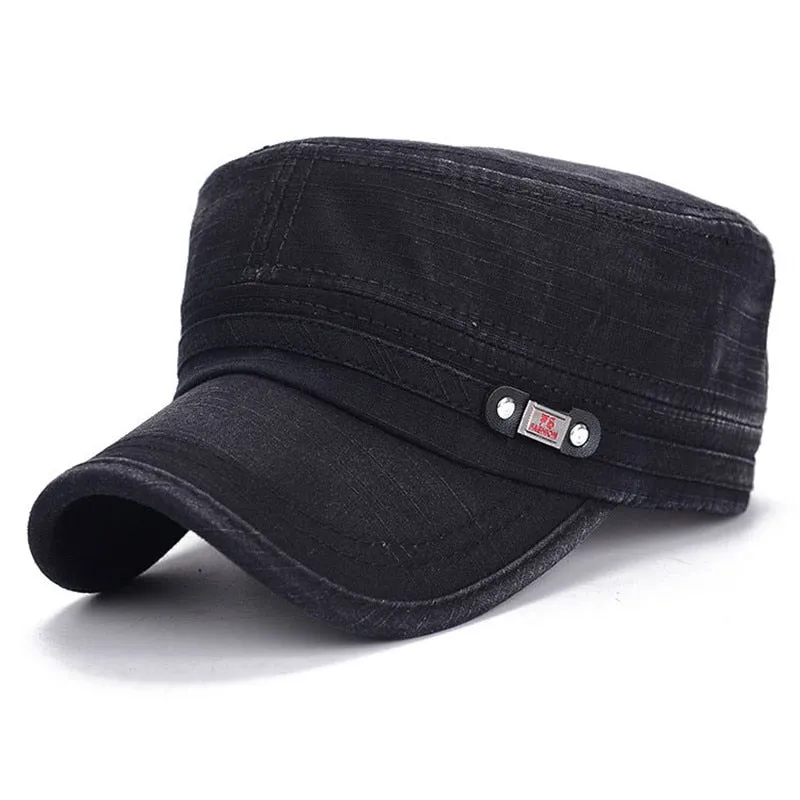 Fashion Vintage Men Denim Washed Military Caps Hat Male Four Seasons Cotton Cadet Cap Hat For Men