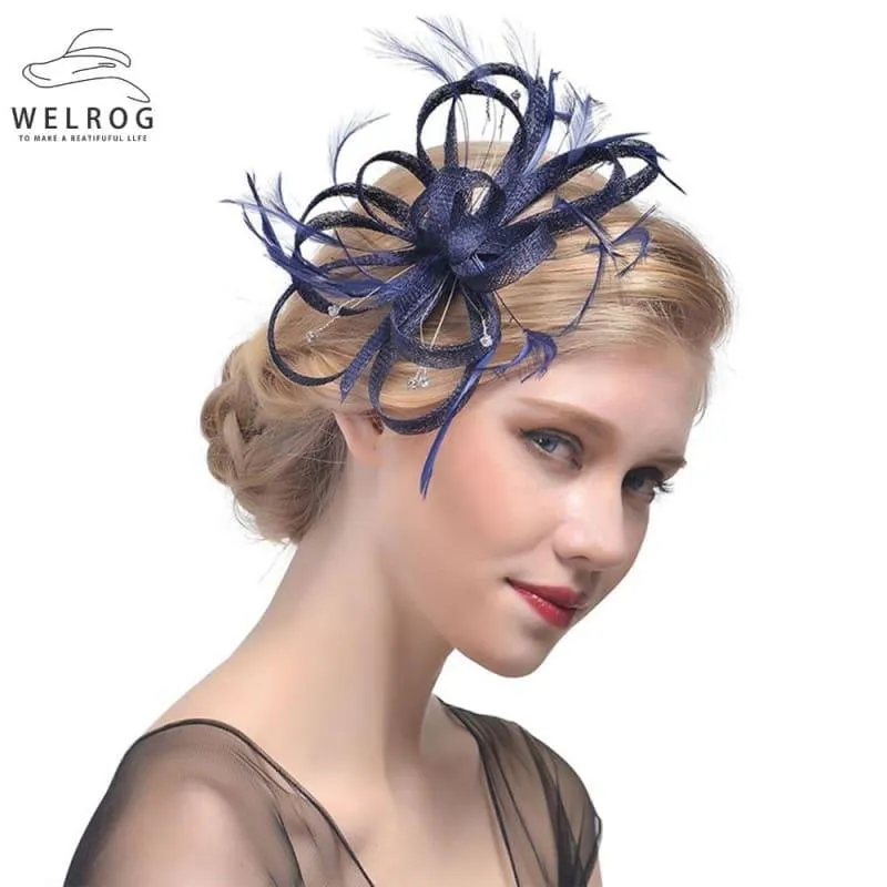 Feather Ribbon Cocktail Wedding Bride Fedora Hat