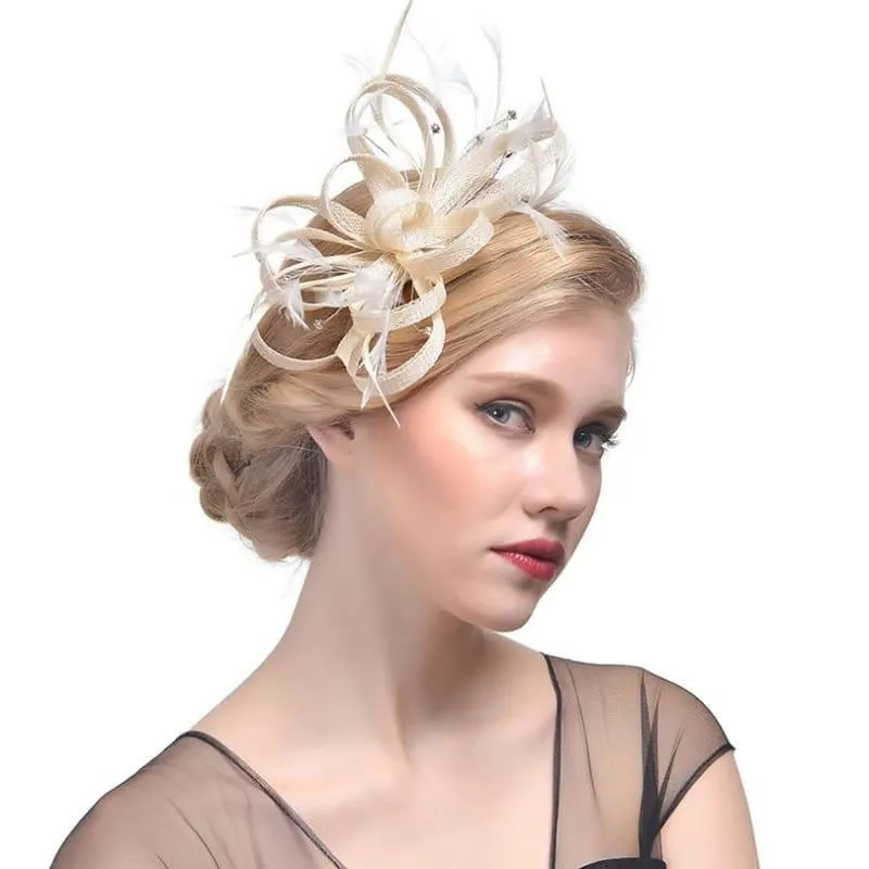 Feather Ribbon Cocktail Wedding Bride Fedora Hat