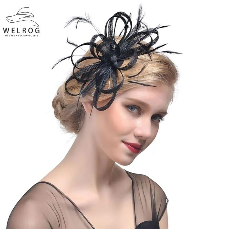 Feather Ribbon Cocktail Wedding Bride Fedora Hat