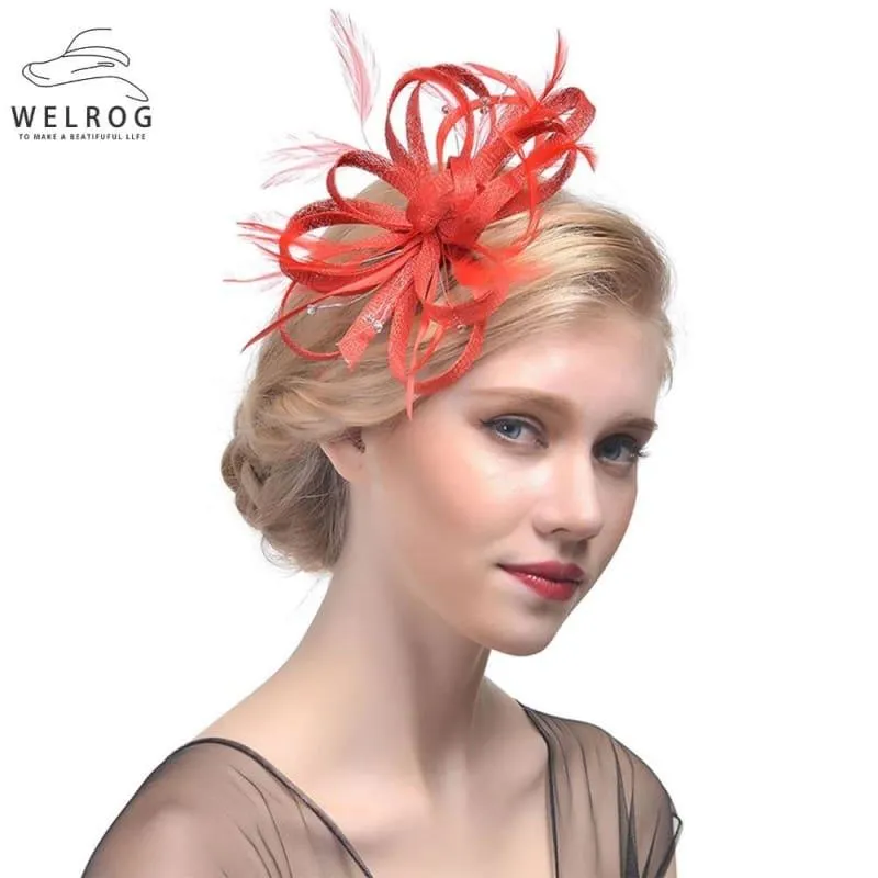 Feather Ribbon Cocktail Wedding Bride Fedora Hat