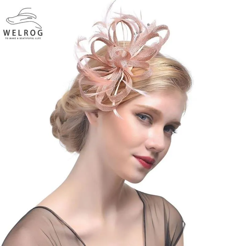 Feather Ribbon Cocktail Wedding Bride Fedora Hat