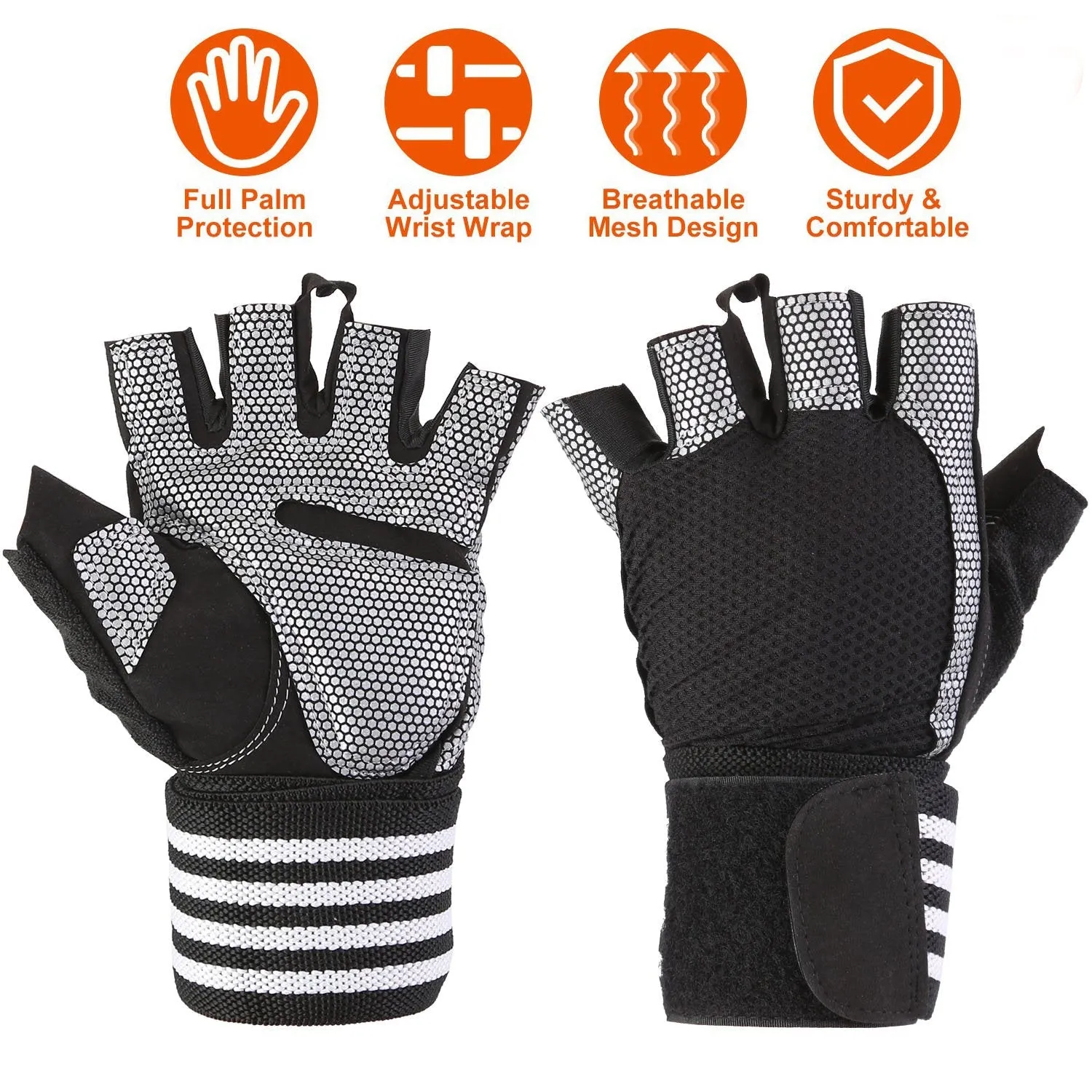 Fitness Workout Gloves with Wrist Wrap Strap