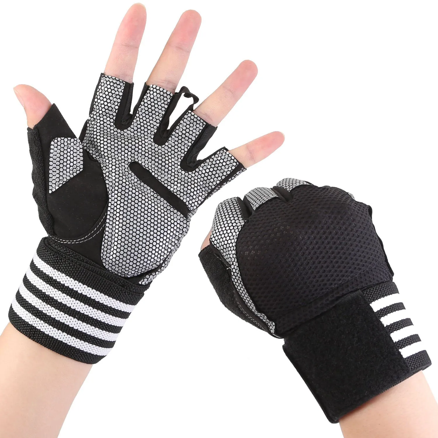 Fitness Workout Gloves with Wrist Wrap Strap