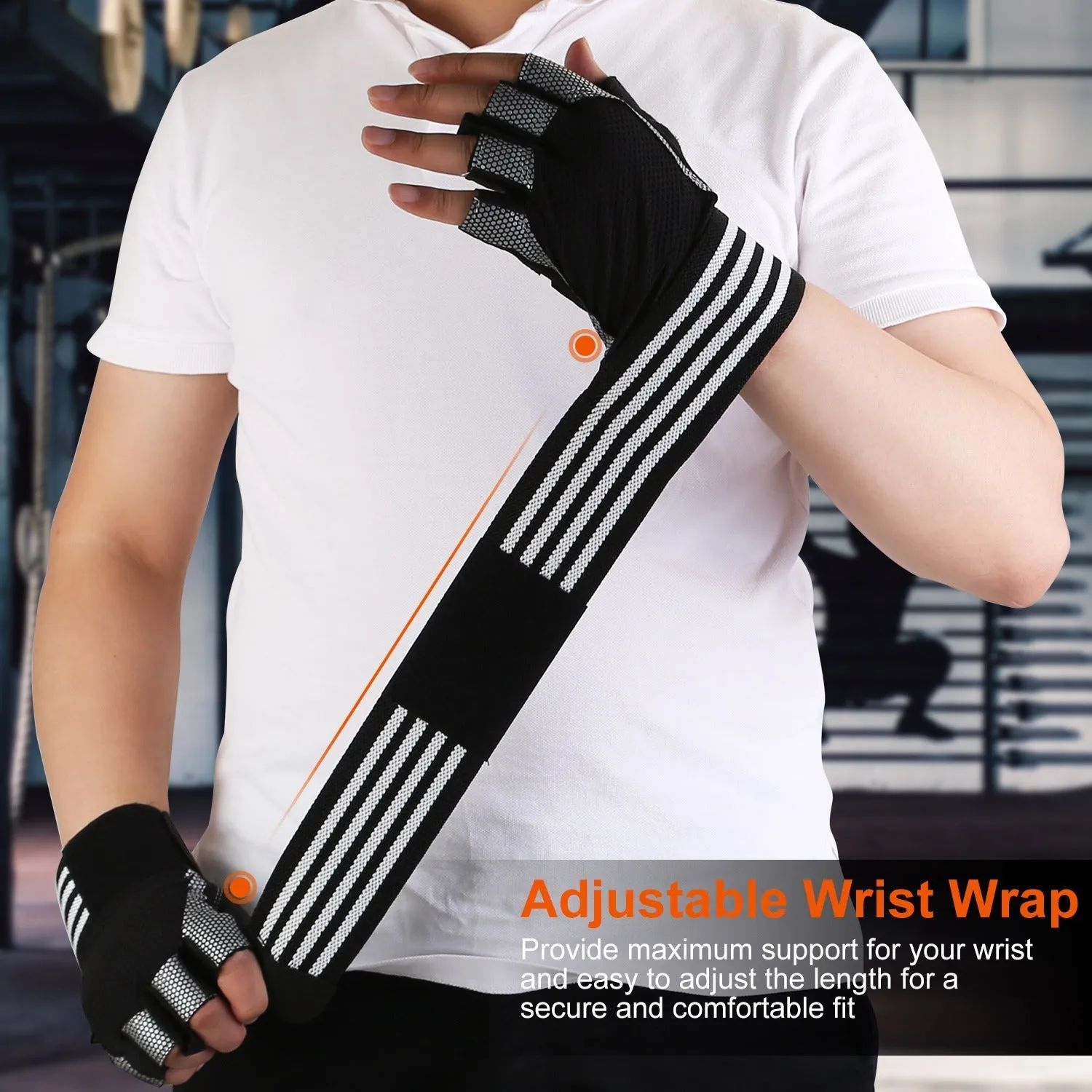 Fitness Workout Gloves with Wrist Wrap Strap
