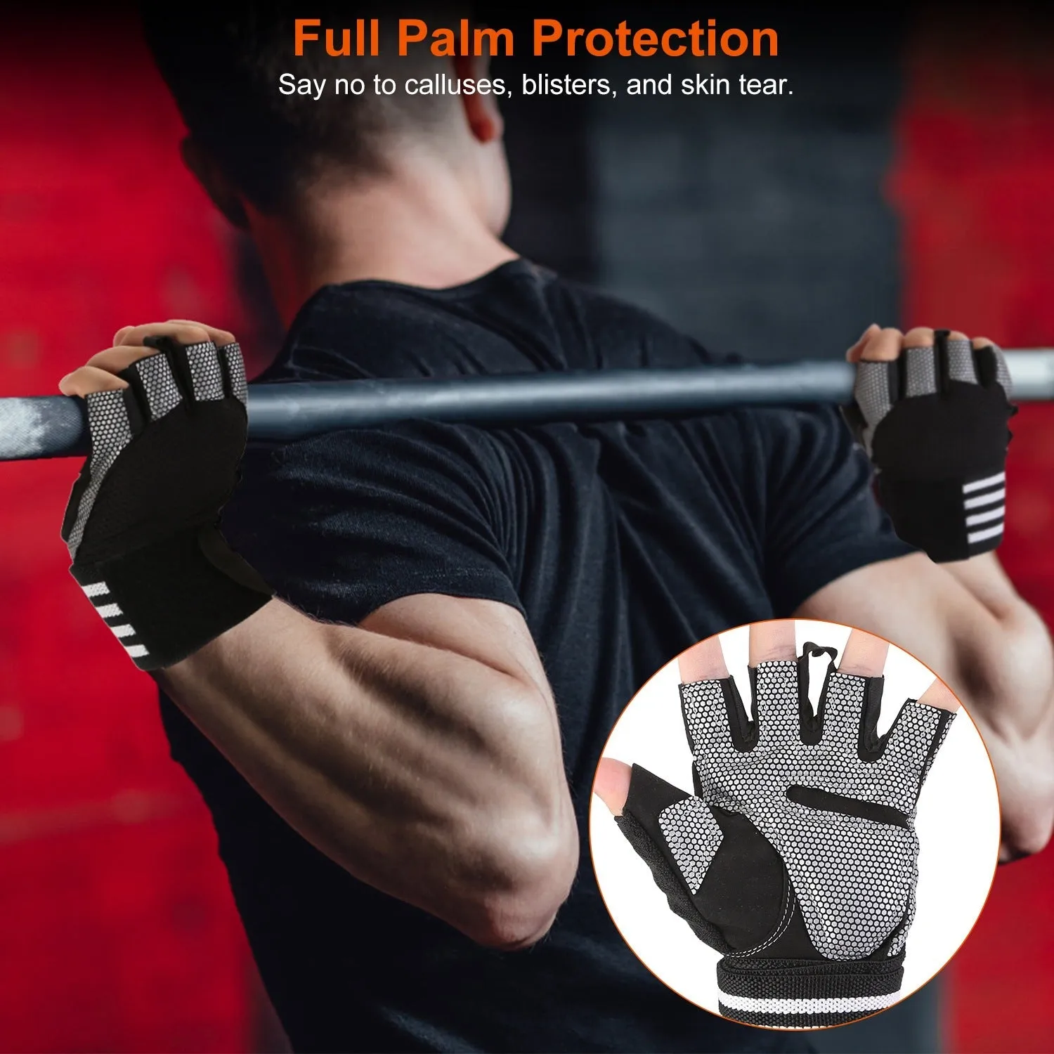 Fitness Workout Gloves with Wrist Wrap Strap