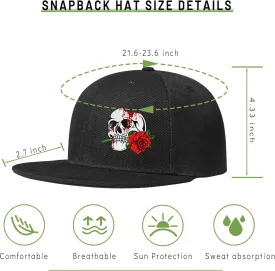 Flat Bill Hats for Men Snapback Skull Hats Black Hat for Teen Boys Skateboard Hats Baseball Cap