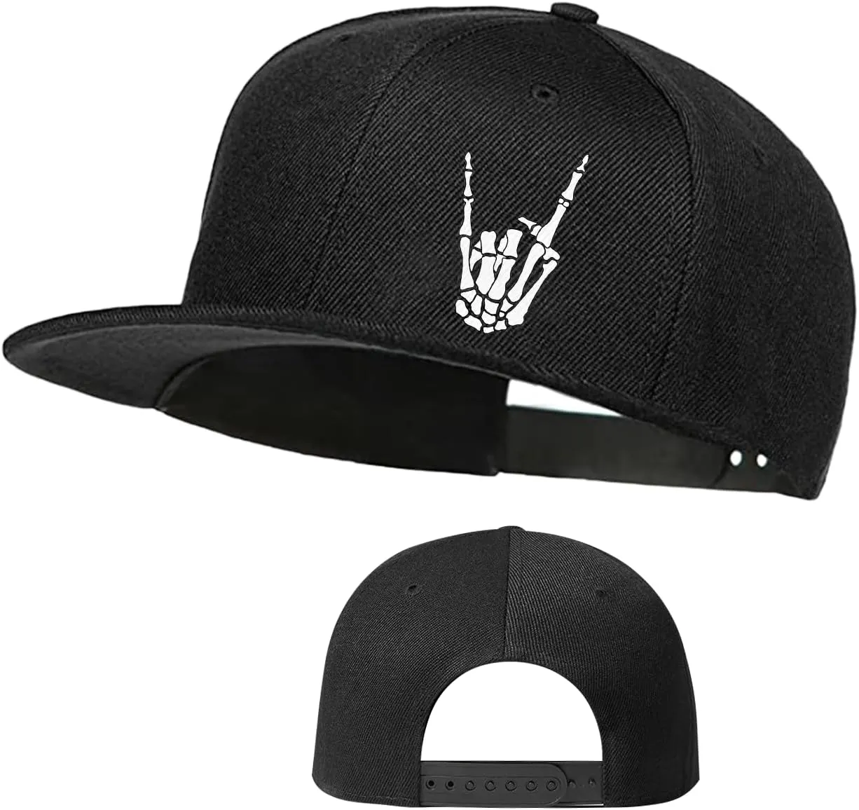 Flat Bill Hats for Men Snapback Skull Hats Black Hat for Teen Boys Skateboard Hats Baseball Cap
